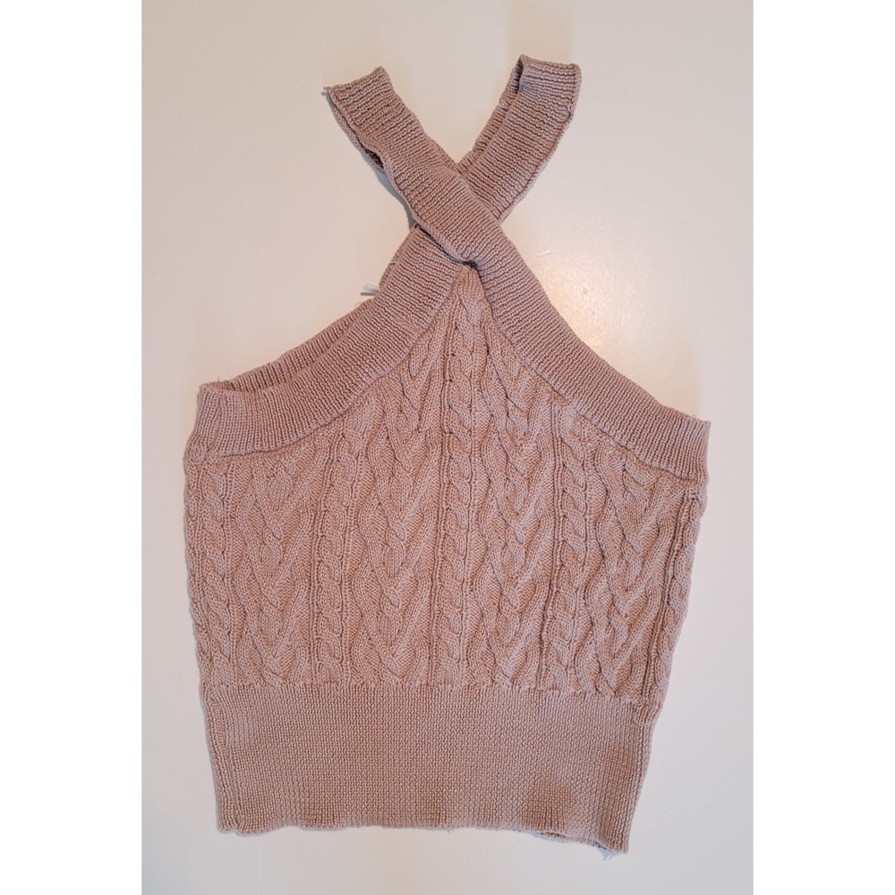Denim Republic Light Purple Cable Knit Criss Cross Crop Top Women's Size M NWT